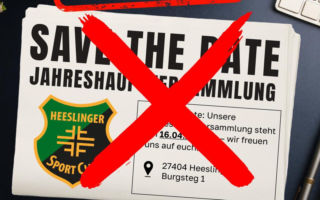 Die Jahreshauptversammlung muss leider aus organisatorischen verlegt werden. Termin wird zeitnah bekannt gegeben